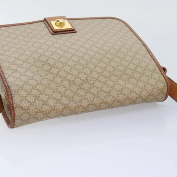 CELINE Macadam Canvas Shoulder Bag Beige Brown Gold Auth kk341V - Picture 7 of 16